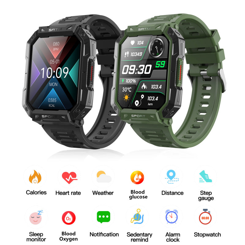 F307 Outdoor Three-proof Bluetooth Calling Heart Rate Blood Pressure Waterproof Smart Watch - - Men's Watches - Carvan Mart