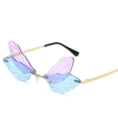 Frameless Trimming Sunglasses Women Dragonfly Wings Sunglasses - Purple Xialan - Women's Sunglasses - Carvan Mart