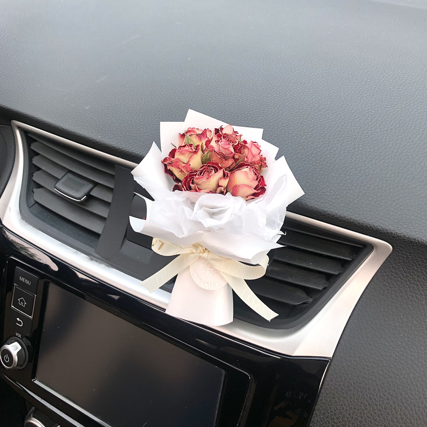 Natural Mini Rose Dry Flower Valentine Car Decor - Moonlight - Gift - Carvan Mart