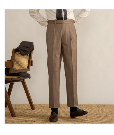 High-Waisted Straight-Leg Vintage Pants - Classic and Comfortable Men's Trousers - Carvan Mart