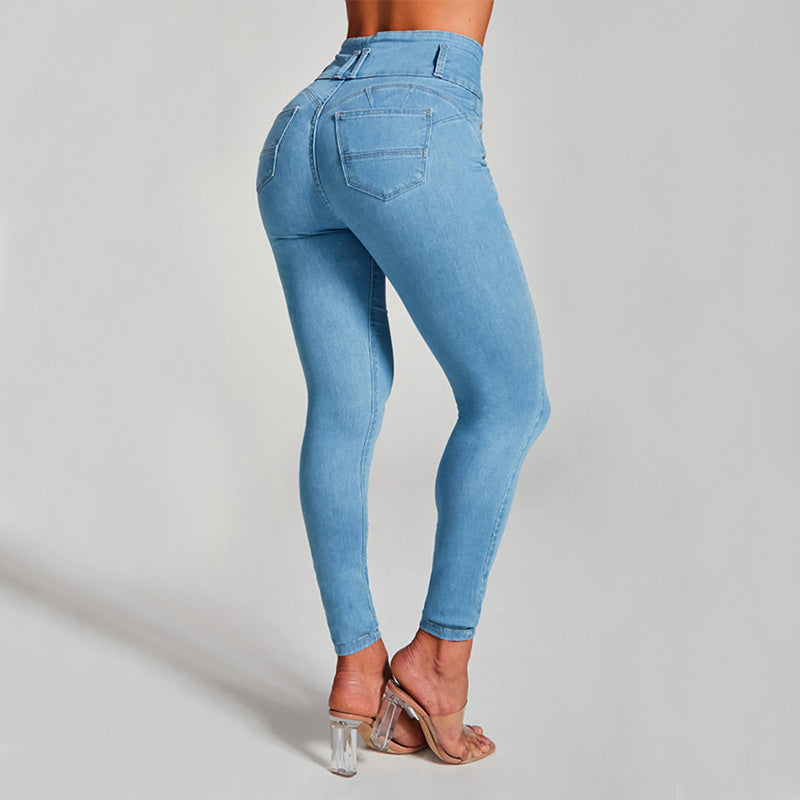 High Waist Women's Skinny Jeans - Stretch Shaping Hip Lifting Pants | Tight Fit Pencil Leggings - Carvan Mart