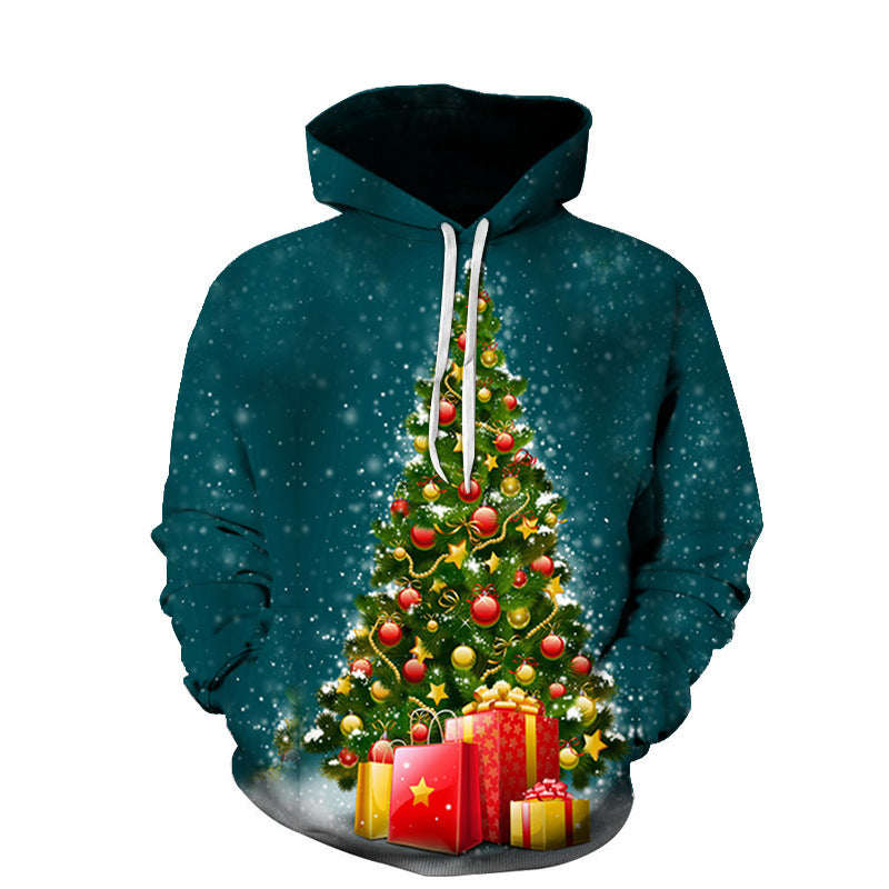 Men's And Women's Xmas Fashion Casual 3D Printing Hooded Pullover - Carvan Mart
