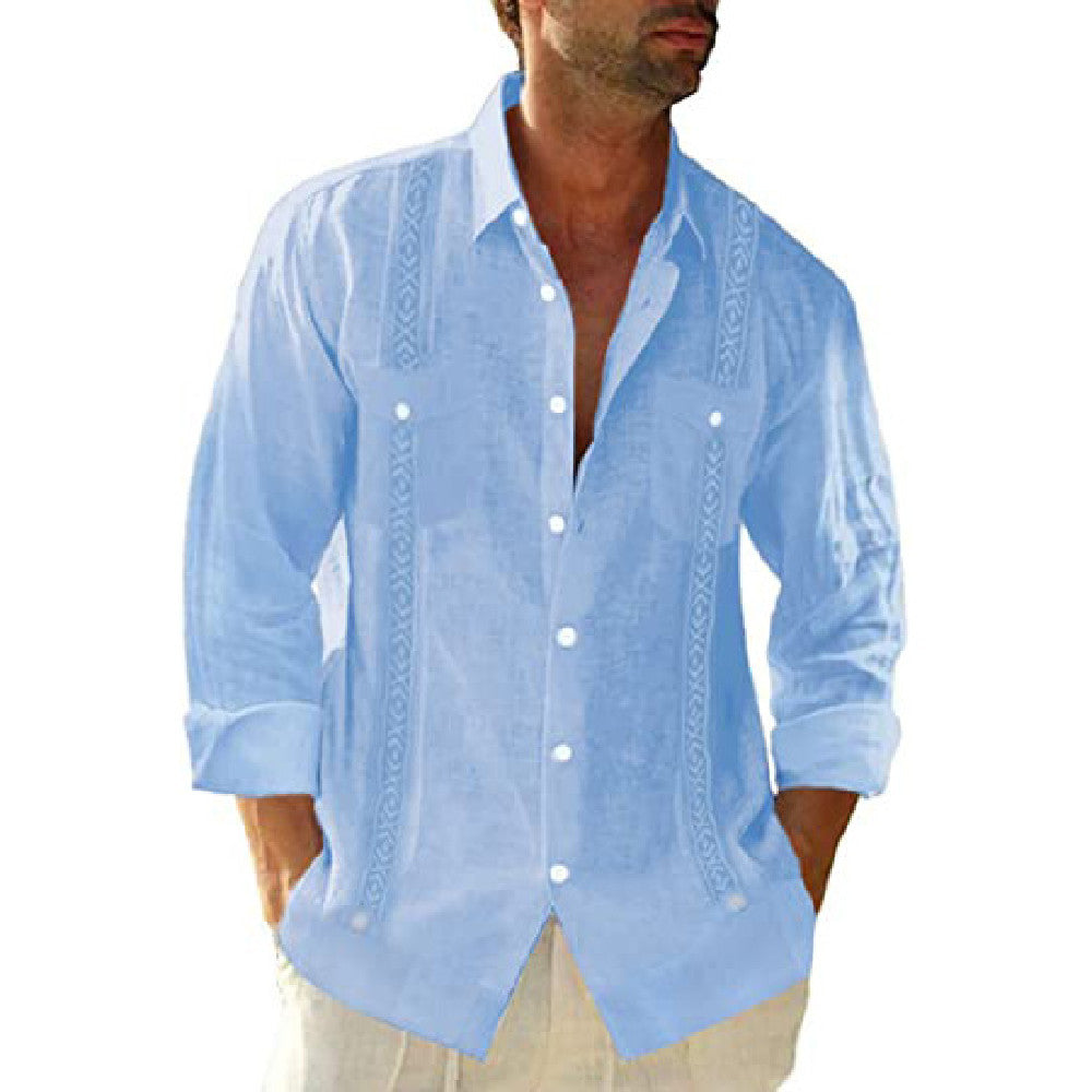 Fashion Short Sleeve Trendy Linen Button-ups Shirt - Carvan Mart