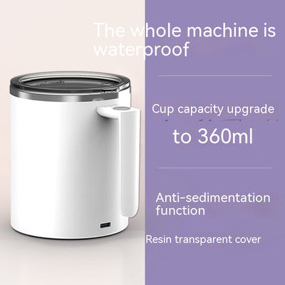 Portable Smart Magnetic Automatic Mixing Coffee Cup Rechargeable Rotating Home Office Travel Stirring Cup - White 360ml - Compact Blenders - Carvan Mart