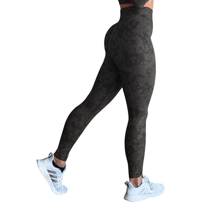 High-Waisted Push Up Booty Leggings for Women - Workout, Gym, Fitness, and Yoga Pants - Black and gray camo - Leggings - Carvan Mart