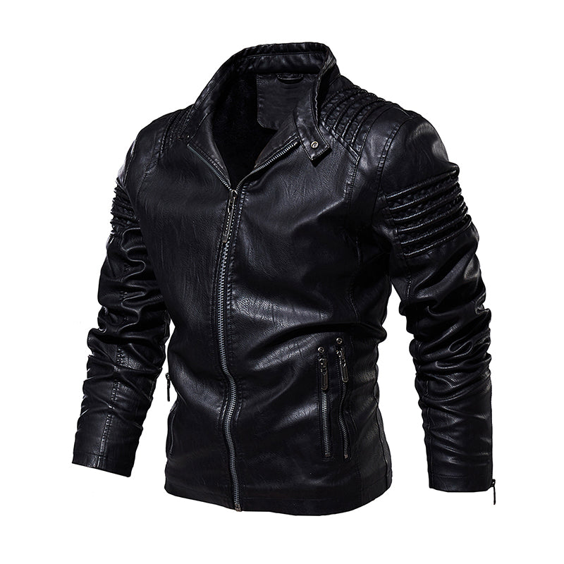 Men Leather Jacket Winter And Autumn Motorcycle PU Warm Fashion - Carvan Mart