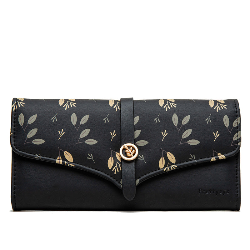 Women's Large-capacity Long Printed Hasp Clutch - Black - Women's Wallet - Carvan Mart