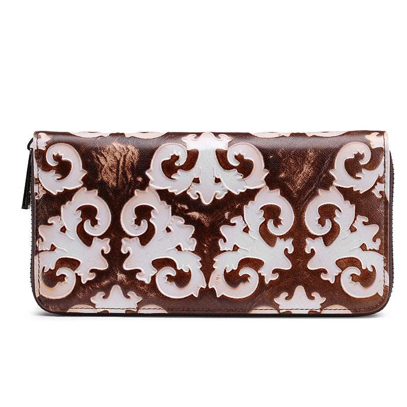 Creative Top Layer Leather Women's Vintage Wallet - Brown White - Women's Wallet - Carvan Mart