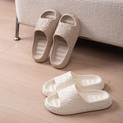 Home Slippers Thick-sole Non-slip Bathroom Slippers For Couple House Shoes - Carvan Mart