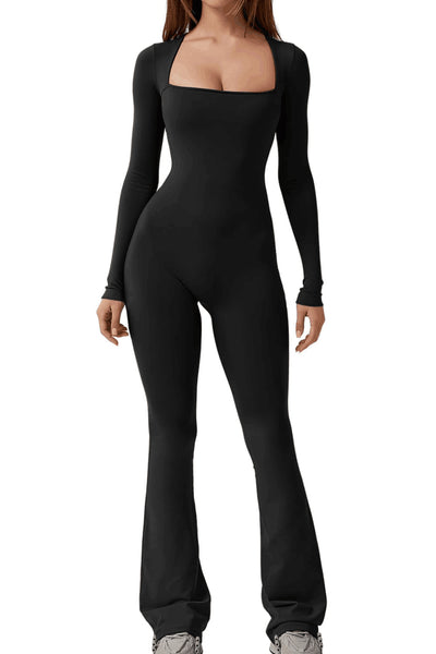 Women's Fashion Casual Long Sleeve Belly-contracting Jumpsuit - Black - Jumpsuits & Rompers - Carvan Mart