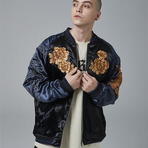 Heavy Industry Lion King Embroidery Jacket Male - - Genuine Leather - Carvan Mart