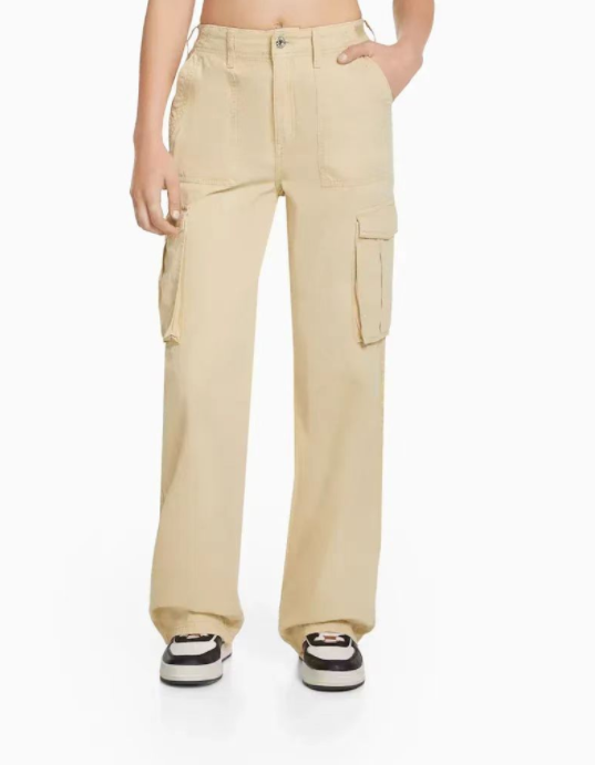 Stylish High-Waisted Military Work Pants - Skinny Fit - Apricot - Pants & Capris - Carvan Mart