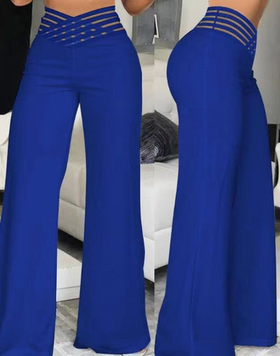 High-Waisted Flare Pants with Sexy Cutout Waistband - Trendy Wide-Leg Trousers - Carvan Mart