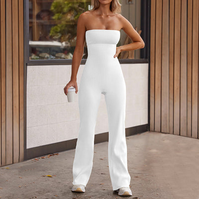 Women's Sports Fitness Hip One-piece Jumpsuit - White - Jumpsuits & Rompers - Carvan Mart