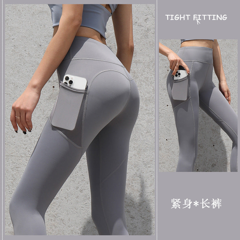 Women's Gym Sports Wear Seamless Leggings With Pockets High Waist Pants - Carvan Mart