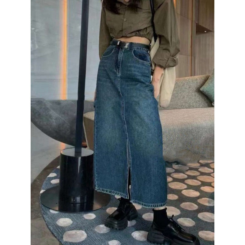 Plus Size Women's Denim Slit Sheath Skirt - Carvan Mart Ltd