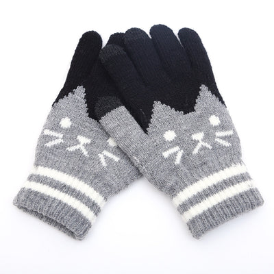 Couple knitted gloves touch screen gloves - Grey B - Women Gloves & Mittens - Carvan Mart