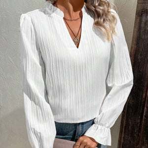 Relaxed-fit V-neck Tees Women's Fashion Flared Sleeves Shirt - Carvan Mart