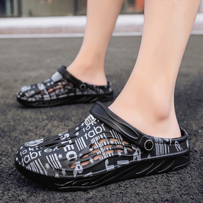 Letter Print Slippers Men Summer Sandals Beach Shoes - Carvan Mart