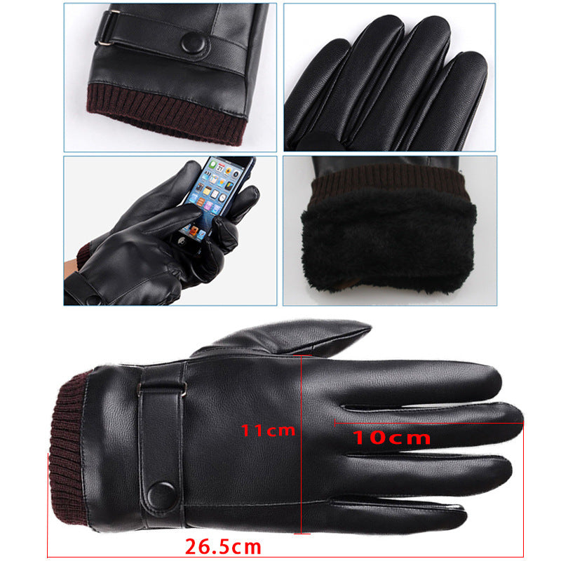 Men's Winter Riding Fleece Padded PU Gloves - - Men's Gloves - Carvan Mart