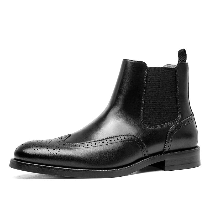 Men's Leather Tips In Western Boots - Black - Men's Boots - Carvan Mart