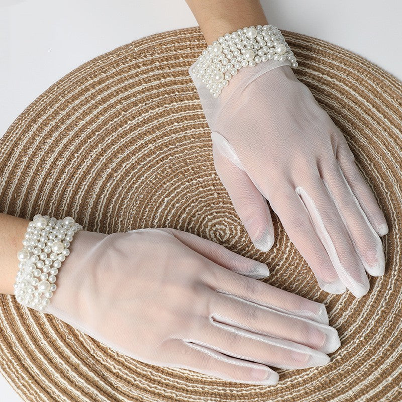 Short Yarn Cuff Beaded Gloves - Carvan Mart