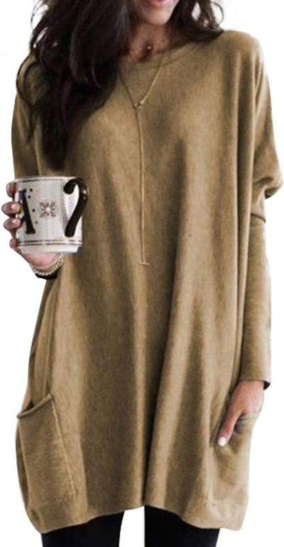Stylish Women's Blouses Long Sleeve Casual Pocket T-shirt Top For Women - Carvan Mart