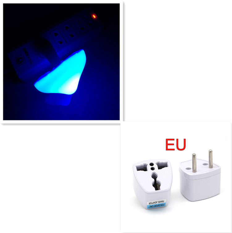 LED Night Light Mushroom Wall Socket Lamp EU US Plug Warm White Light-control Sensor Bedroom Light Home Decoration - Mushroom EU Blue - Led Lighting - Carvan Mart