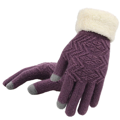 Winter knitted gloves - Purple - Women Gloves & Mittens - Carvan Mart