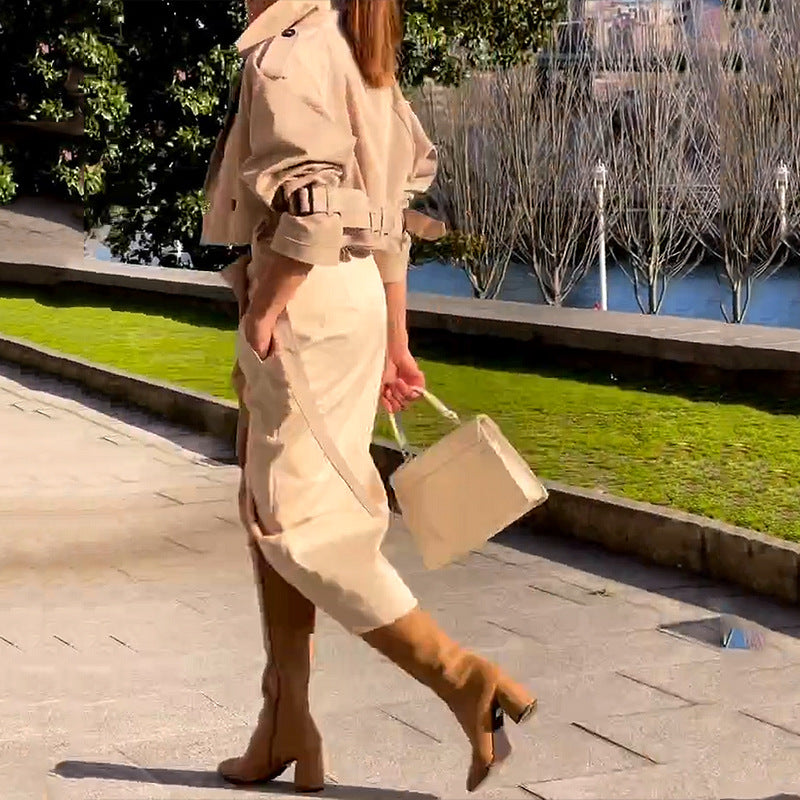 Dress With a Blazer Leisure Workwear Elegant Button Belt Street Style Women Skirt Suit - Carvan Mart