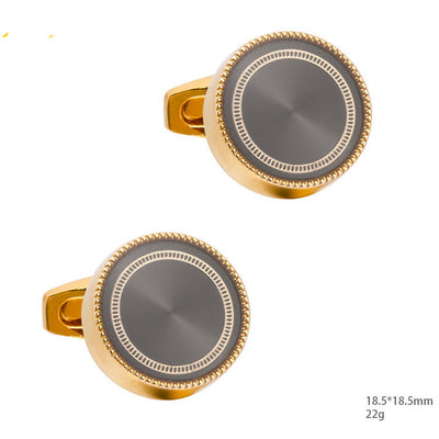 Round CD Accessories Enamel Cufflinks For Men - CA1002 6 Copper - Men's Jewelry - Carvan Mart