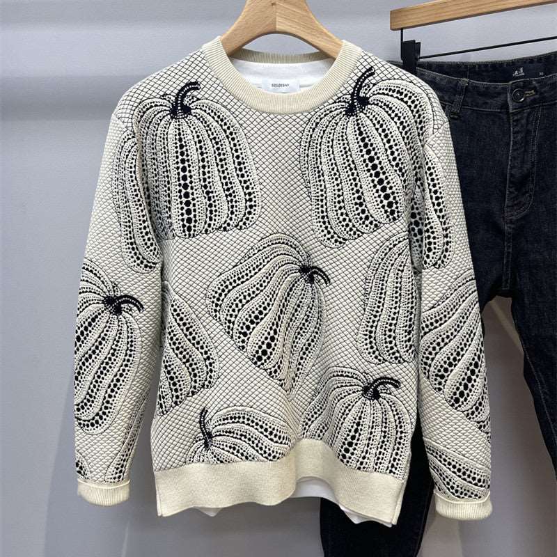 Color Matching Jacquard Crew-neck Sweater Man - Carvan Mart