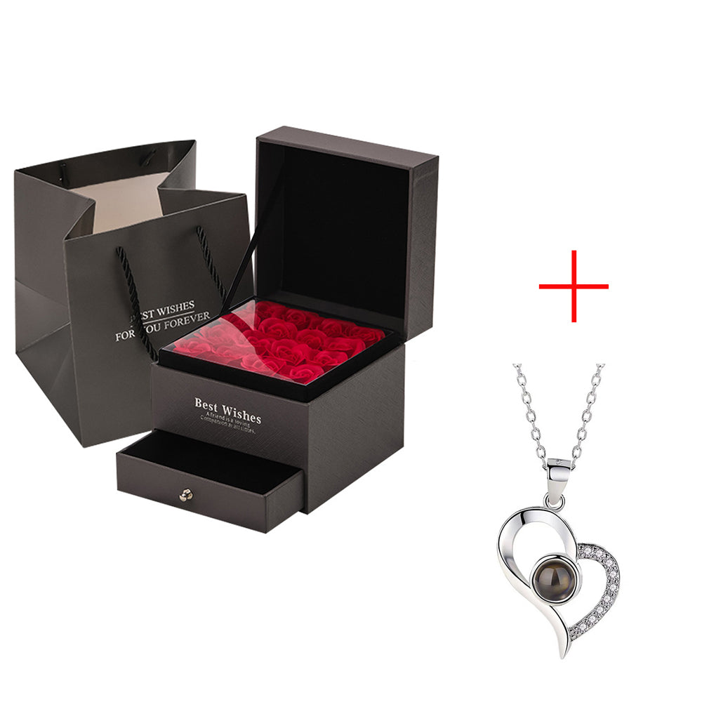 Rose Necklace Gift Box Perfect Gift - Silver Style2 gift pack - Gift - Carvan Mart