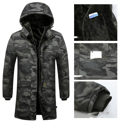 Army Cotton-padded Coat Thickened Camouflage Hooded Jacket - Gray Flower - Men's Jackets & Coats - Carvan Mart