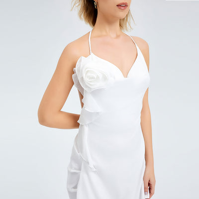 Sexy Pocket Collar Three-dimensional Women Flower Ribbon Dress - - Dresses - Carvan Mart