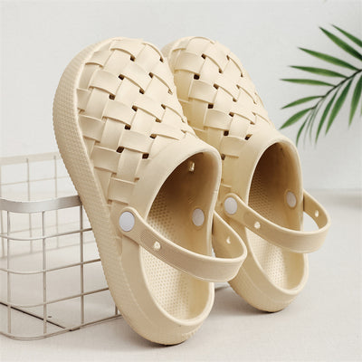 Carvan Women's Classic Clogs Summer Sandals Platform Cross-woven Crocs - Carvan Mart