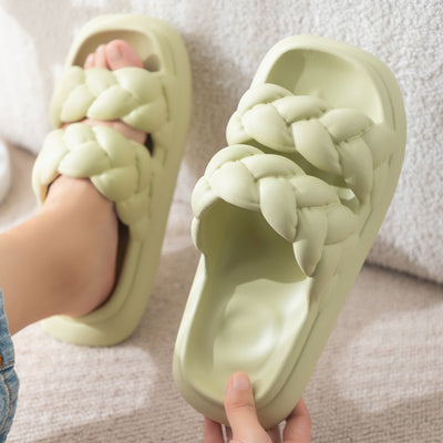 Women Shoes Non-slip Double Woven Design Bathroom Slippers - Carvan Mart
