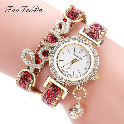 FanTeeDa Brand Women Bracelet Watches Ladies Watch Rhinestones Clock Womens Fashion Dress Wristwatch Relogio Feminino Gift - Carvan Mart