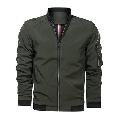 Men Jackets Casual Coats Bomber Jacket Slim Fashion Outwear - Army Green - Men's Jackets & Coats - Carvan Mart