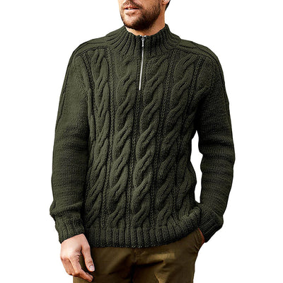 Sweater Men's Solid Color Half High Neck Long Sleeve Sweater - Carvan Mart
