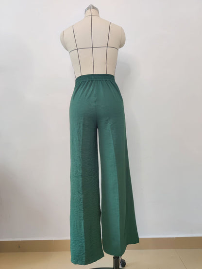 Solid Color Loose Pleated Wide-leg Casual Pants - Carvan Mart Ltd