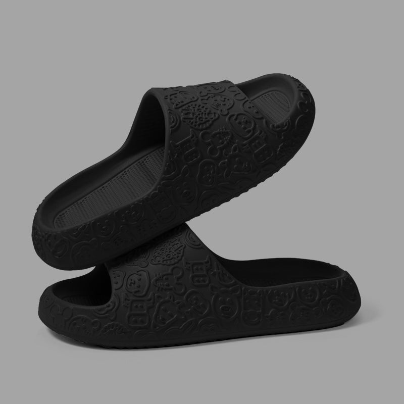 Home Slippers Thick-sole Non-slip Bathroom Slippers For Couple House Shoes - Carvan Mart