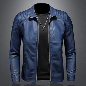 Men's Leather Motorcycle Jacket Thin Coat - Carvan Mart