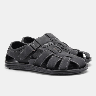 Men's Leather Sandals Casual Hipster Lightweight Comfortable Men's Shoes - Black 2 - Men's Sandals - Carvan Mart