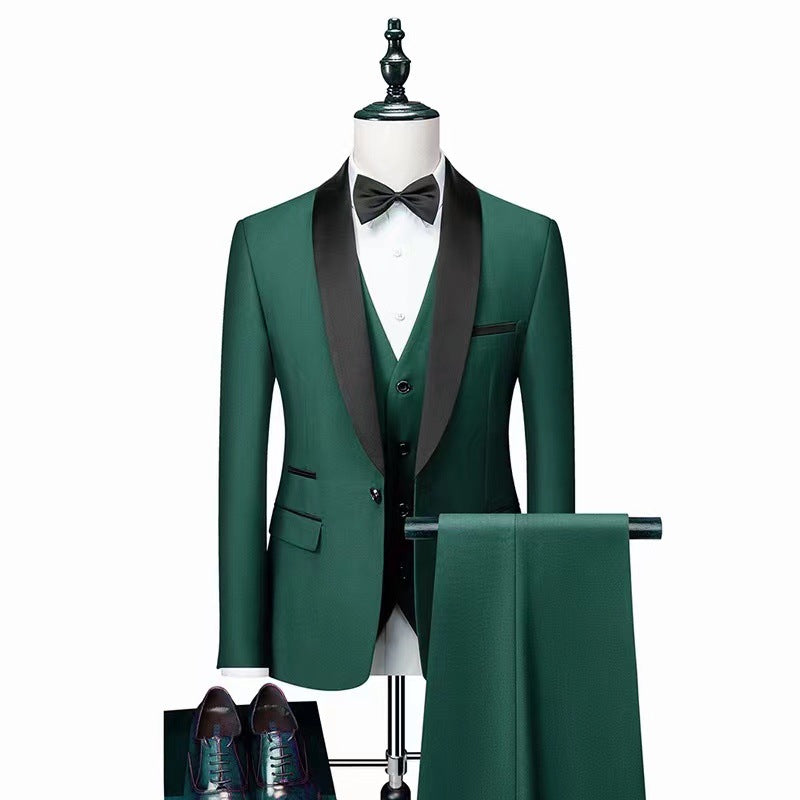 Men 3 Piece Suit Set Men Wedding Suits Groom Tuxedos - Green - Men Suits & Sets - Carvan Mart