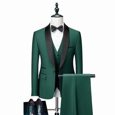 Men 3 Piece Suit Set Men Wedding Suits Groom Tuxedos - Carvan Mart