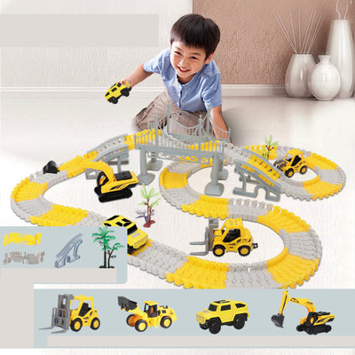 Tong Li Engineering Car Rail Car Toy Puzzle - Yellow 222piece - Gift - Carvan Mart