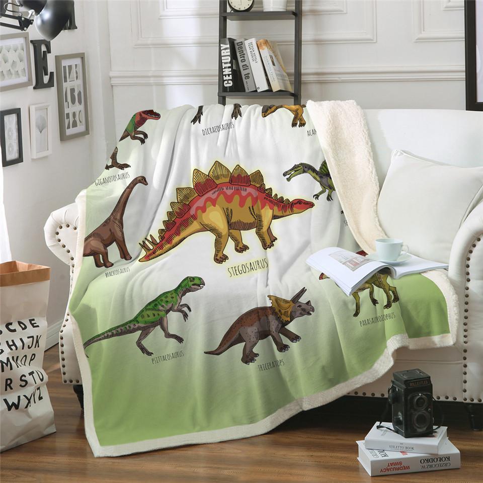 Kids Children Dinosaur Fluffy Soft Cotton Blanket Jurassic Cartoon Boys Girl Throw Blankets For Beds Home Textile Bedding Outlet - - Bedding Sets - Carvan Mart