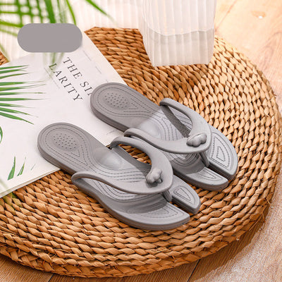 Folding Slipper Travel Flip Flops - Soft Sole Portable Beach Shoes for Men and Women - Grey - Women's Slippers - Carvan Mart