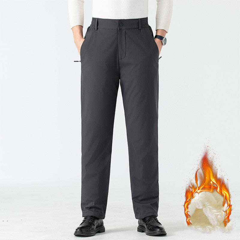 Warm Velvet Lamb Pants - Men's Thickened Casual Sports Trousers - Grey - Men's Pants - Carvan Mart